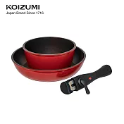 【寵媽好物賞】KOIZUMI-日本小泉可拆式不沾平底鍋三件組 C03 典雅紅