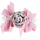 【PinkyPinky Boutique】玫瑰花朵珍珠蝴蝶結髮夾 (粉紅色)