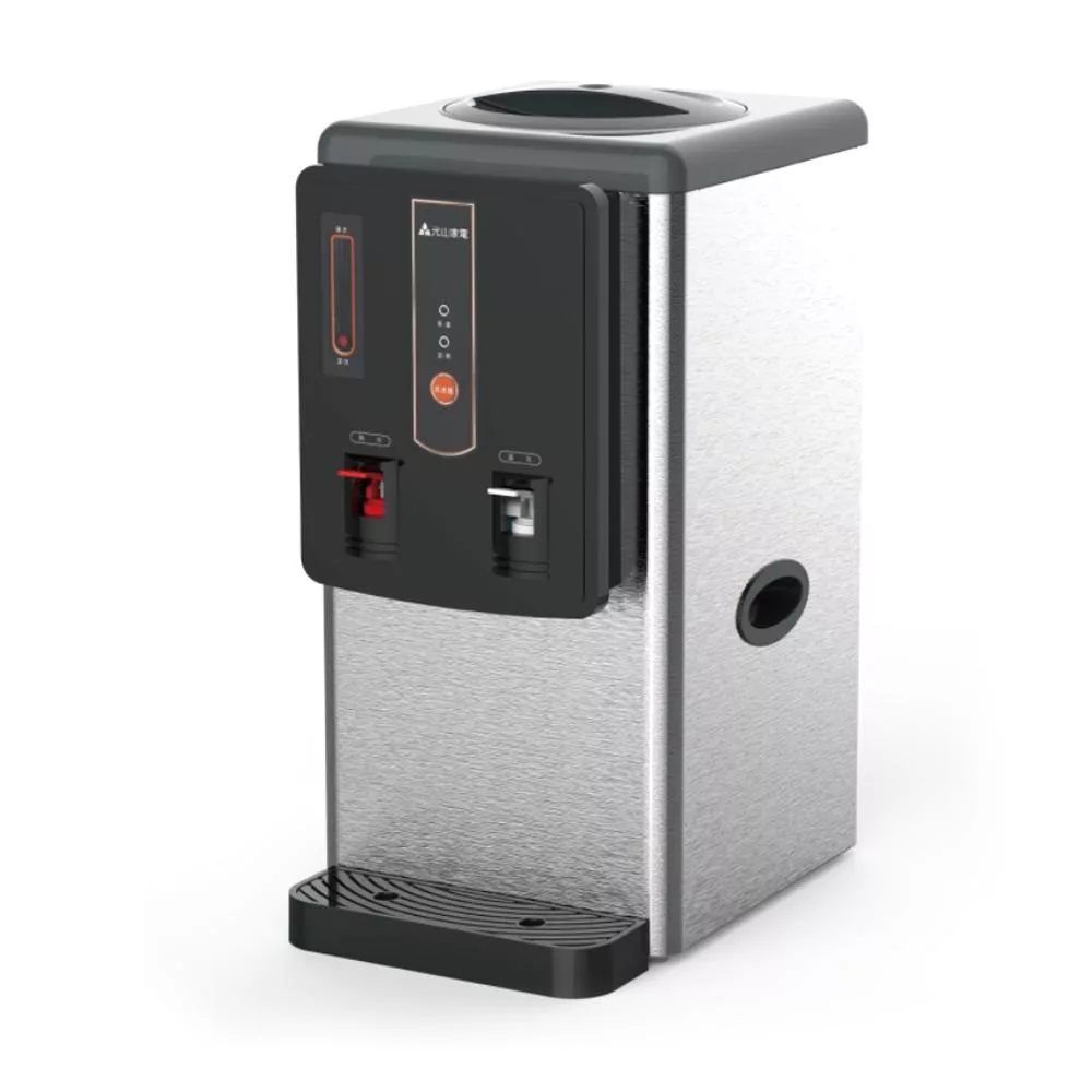 元山 YS-8612DW 桌上型熱水器,臺灣原廠製造,採用優質 304 不鏽鋼內膽,總儲水容量 7 公升以下,提供溫水與熱水雙出水功能,熱水儲水 5.4L、溫水儲水 1.5L,適閤家庭辦公室使用。尺寸寬 27.5 x 深 39 x 高 55 cm,電壓 110V / 60Hz,消耗功率 600~700W,BSMI 認證 R73073,保固 1 年,安全耐用省電選擇。 元山 YS-8612DW