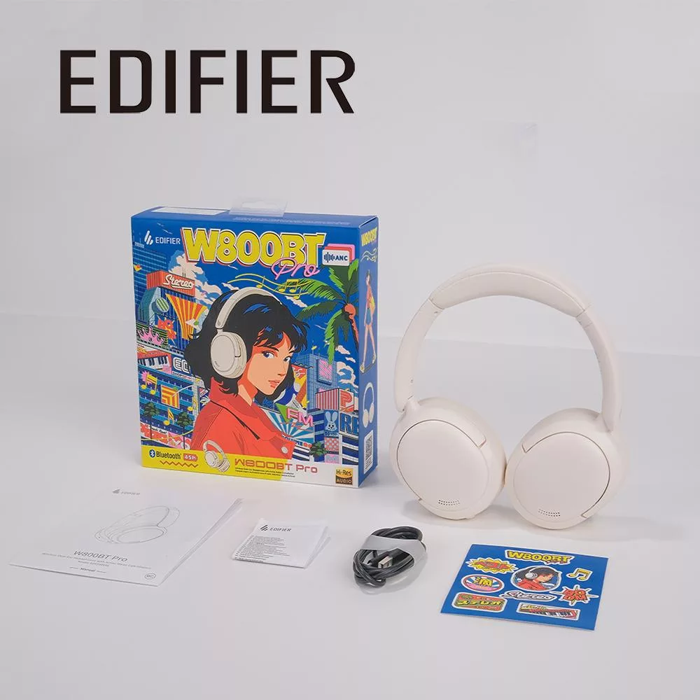 EDIFIER? W800BT PRO 無線降噪耳罩耳機 漫畫包裝版 白色
