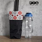 《梵緹希》防水外出手水瓶提袋_ 花磚紅+黑底