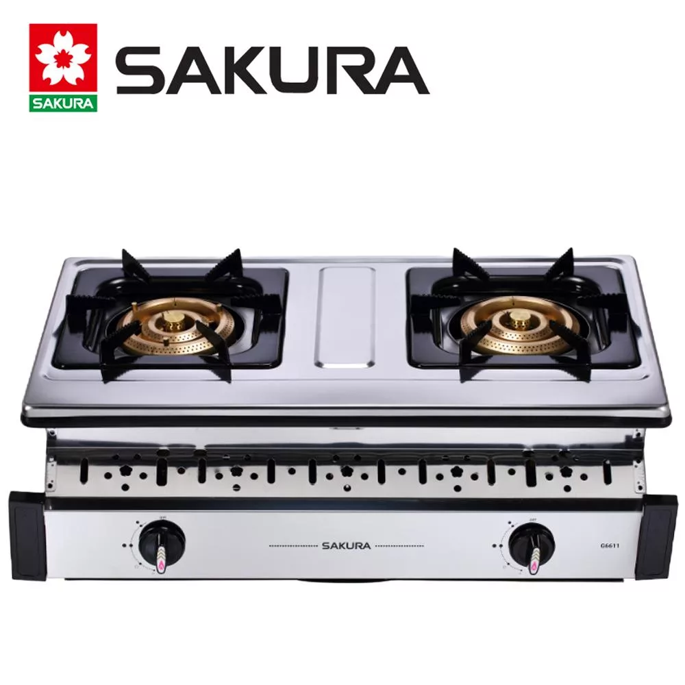 【SAKURA 櫻花】二口三環銅爐頭安全崁入爐G6611/G-6611S(桶裝瓦斯/LPG) 送安裝
