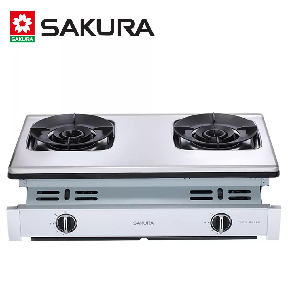 【SAKURA 櫻花】二口聚熱焱雙炫火安全崁入爐G6902A/G-6902AS(天然瓦斯/NG1) 送安裝