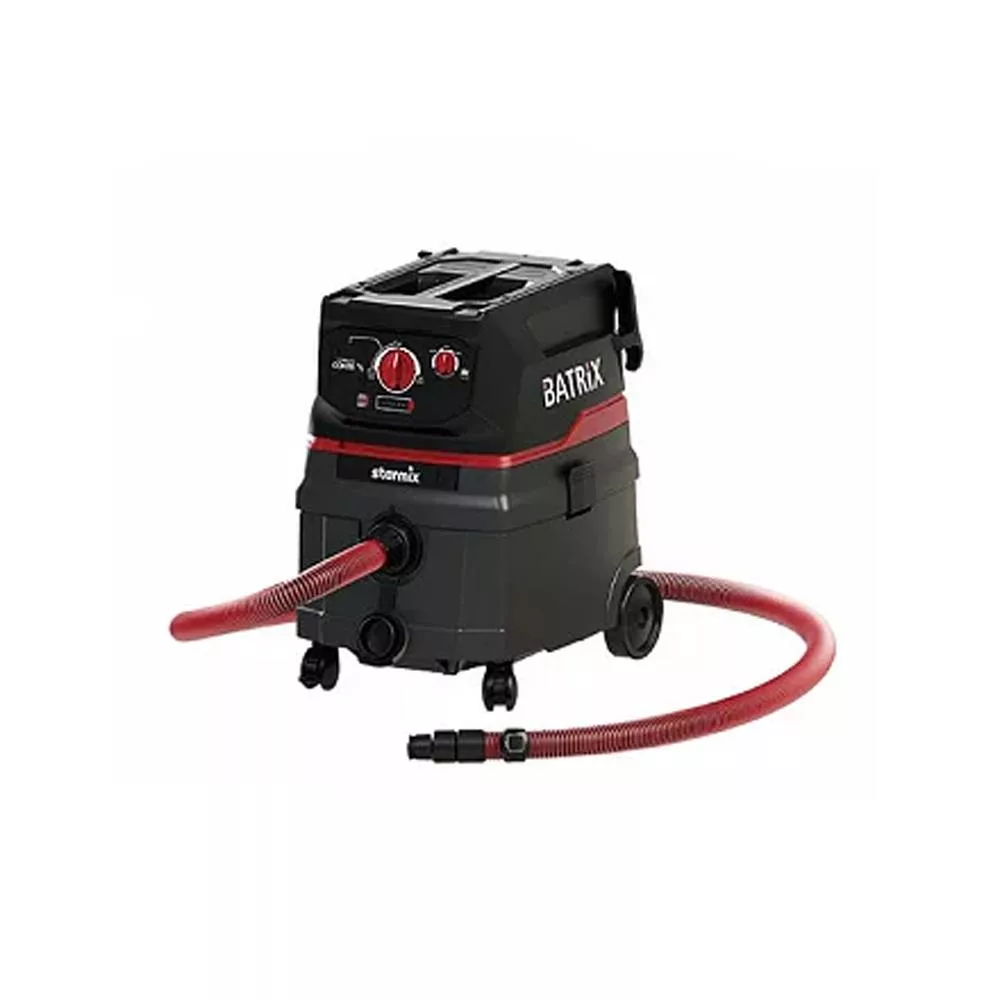 Starmix 吸特樂 ISC BATRIX L 無線工業吸塵器,搭載 900W 最大吸力功率與 240mbar 真空壓力,集塵流量高達 67L/s,桶身容量 25L(吸塵 20L、吸水 15L),適合專業工地與工業環境使用。氣旋橫切式集塵系統搭配半自動電磁脈衝振動清潔,M 等級濾網過濾率 99.93%(0.3µm),過濾面積 9600cm²,噪音僅 62-69dB。支援 2x18V 或 1x36V 電池,執行時間最長 100 分鐘(節能模式 34 分鐘、最大模式 21 分鐘),輕鬆應對大範圍清潔需求。 Starmix吸特樂 ISC BATRIX L