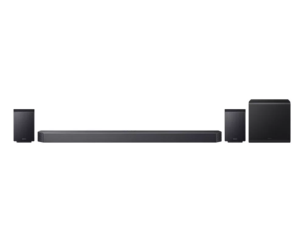 三星 SAMSUNG HW-Q930F Soundbar 音響系統,提供沉浸式11.1.4聲道家庭劇院體驗,支援HDMI 1入1出連線,適用110V電源,配備無線重低音與後置喇叭。BSMI認證R33475,享1年保固。完美升級您的居家娛樂,適合電影音樂愛好者。 SAMSUNG三星 HW-Q930F