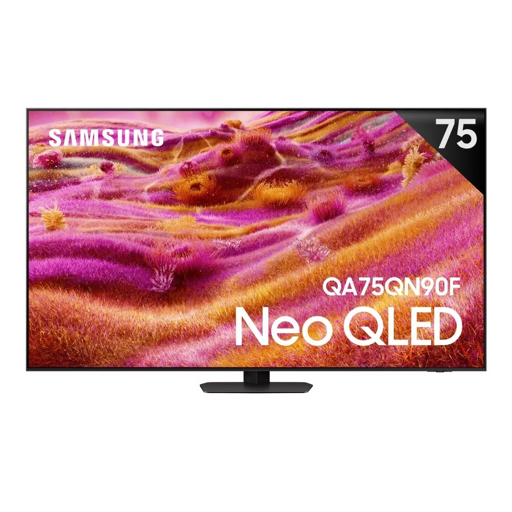 SAMSUNG 三星 QA75QN90FAXXZW 75吋 4K UHD 電視,採用先進 Mini LED 背光系統,提供卓越 4K 解析度 (3840 x 2160) 畫質體驗。支援 120Hz 倍頻,確保流暢動態影像;內建 60W 杜比數位音效喇叭,帶來環繞立體聲場。配備 4 組 HDMI 端子、2 組 USB 插槽,無需視訊盒,電源 110V。尺寸 1884 x 1118 x 191mm,重 50.2kg,產地越南,BSMI 許可 R33475,含桌上型基本安裝服務及 2 年保固。完美適閤家庭娛樂,中文選單操作簡易。 SAMSUNG三星 QA75QN90FAXXZW
