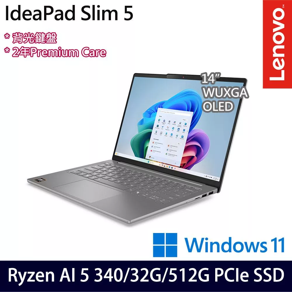 Lenovo 聯想 IdeaPad Slim 5 83HX0048TW 14吋 AI輕薄筆電 (Ryzen AI 5 340/32G/512G/W11/2年保)