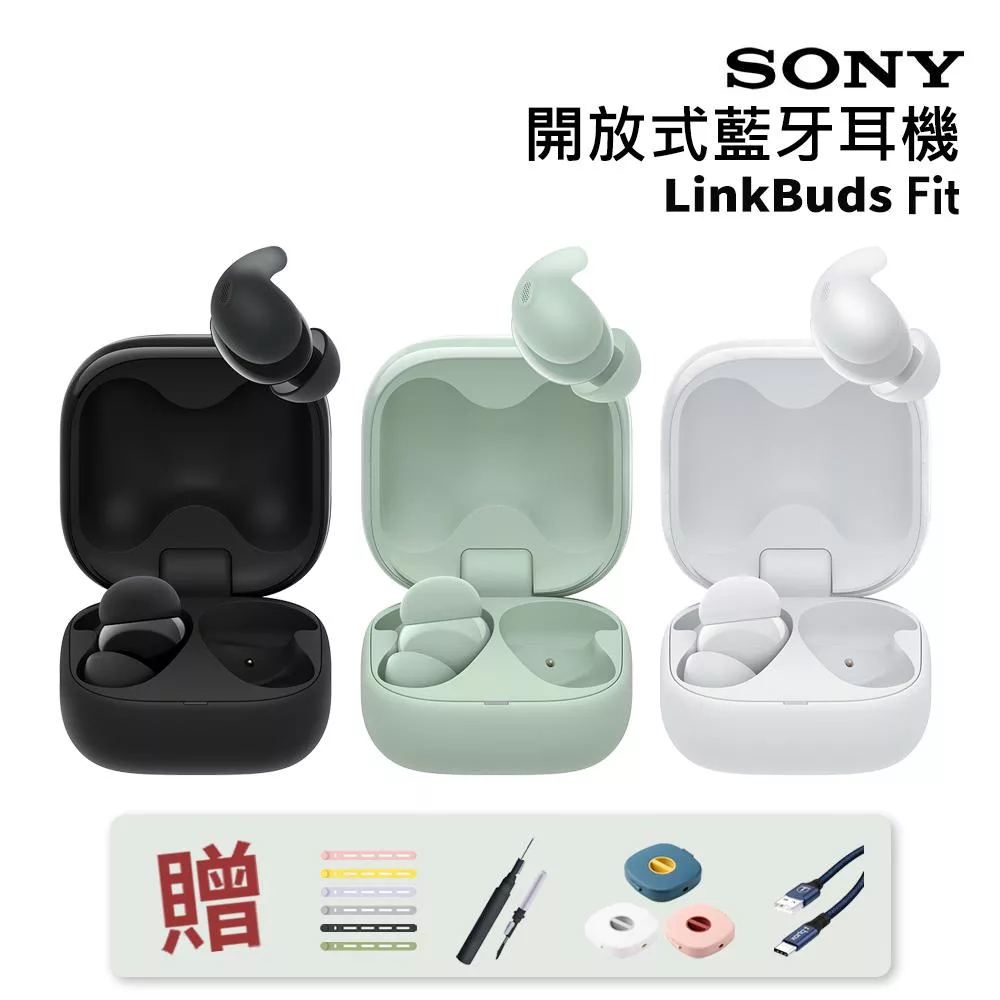 【SONY 索尼】LinkBuds Fit 真無線降噪耳機 WF-LS910N (贈線材綁帶+3C清潔筆+線材收納盒+TC充電線) 白色