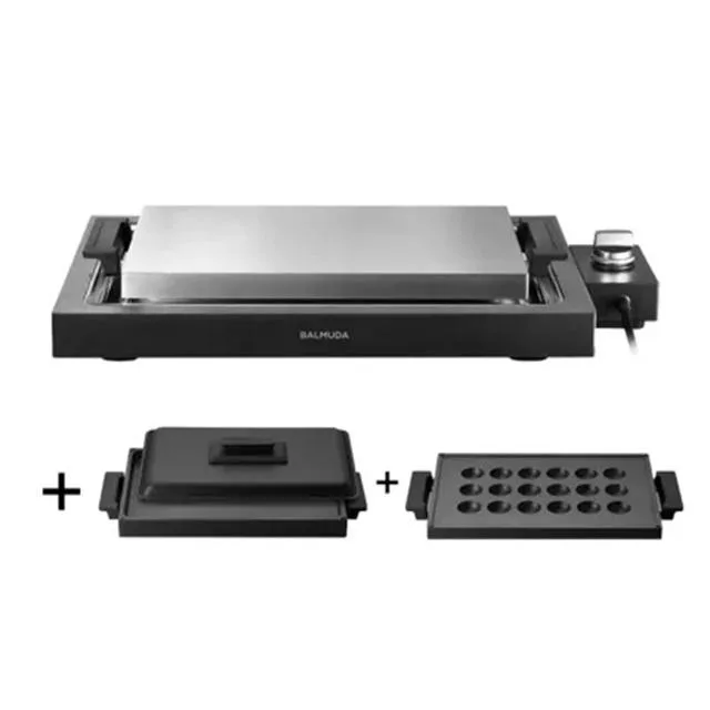 百慕達 BALMUDA The Plate Pro 極致電烤盤 K10C-BK 單機+平底烤盤(附上蓋)+章魚燒烤盤 黑