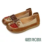 【GREEN PHOENIX】女 包鞋 便鞋 平底鞋 全真皮 寬楦 磨砂 復古 EU35 棕色