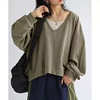 日本Antiqua|大V鬆弛感|純棉舒適|簡約長袖|經典百搭|自然垂墜拉長腿部線條 F 灰色