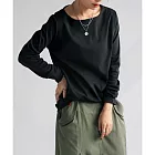 日本Antiqua|小臉船型領|純棉舒適|滑順高品質|不皺易打理|簡約長袖|經典百搭 L 黑色L