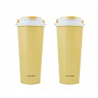 MATURE美萃 陶瓷不鏽鋼雙飲保溫杯附吸管刷700ml-三色可選2入組 CY-2001 -奶茶米 2入組