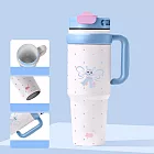 【COMET】1000ml不銹鋼陶瓷內膽貓精靈冰壩型保溫杯(大容量飲料杯 吸管杯 冰壩杯 環保隨行杯/KM175) 馬卡龍藍