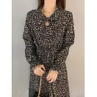 【BJ COLLECTION】日系飄逸碎花雪紡收腰洋裝BJC20010 FREE 黑色