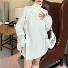 日本 Belle Ćie 精緻韓風 | 室內室外多變可調節 | 雙向拉鍊開衩針織衫 不刺癢 象牙白