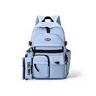 【E.dot】超值2入組休閒旅行學生風多袋雙肩背包(書包) 藍色