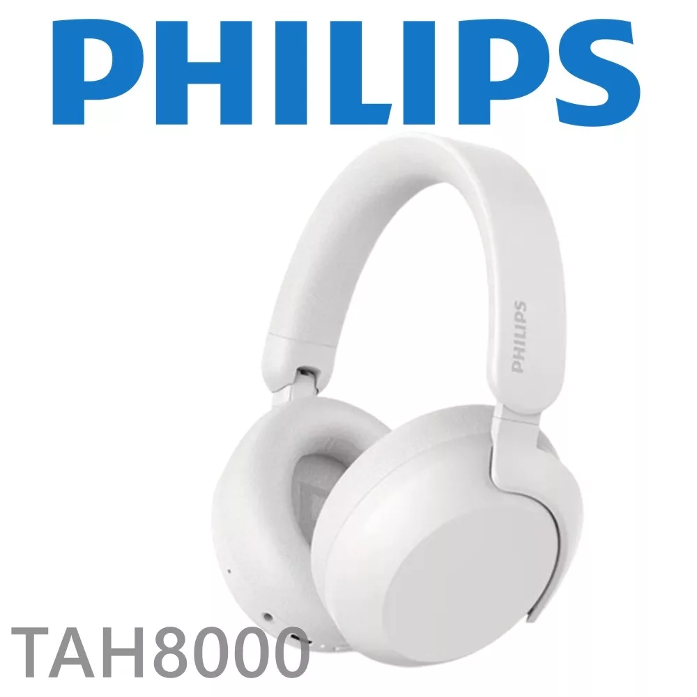 PHILIPS TAH8000 Hi-Res 金標旗艦降噪藍牙耳罩耳機 金響大師 公司貨保固一年 白色