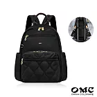 【OMC】(葫蘆紋無胸扣)必buy寬側袋旅行休閒後背包23531 黑色