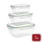 《PEDRINI》Fresh可微波密封保鮮盒3件(綠) | 食物收納盒 環保餐盒 便當盒