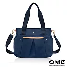 【OMC】抓皺流線型側背兩用通勤托特包(藏青)