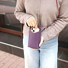 CHAM | 日系輕巧植鞣牛皮手工手機套/手機隨身袋包 紫色