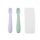 2angels矽膠餵食湯匙兩入組 附外出盒 綠+紫